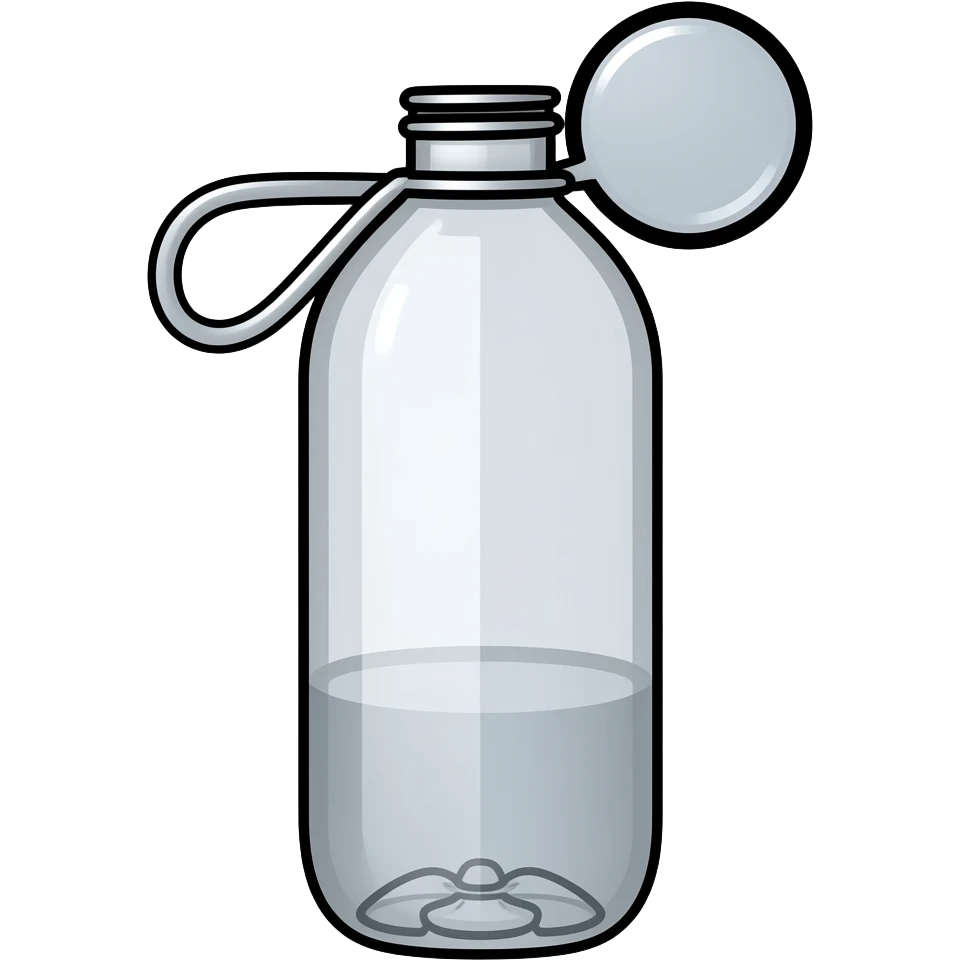 botella de agua que solo se vea el contorno de la botella,no quiero nada de color dentro del emoji, solo la silueta negra de esta,quitale lo que hay dentro de la botella y el tapon igual emoji