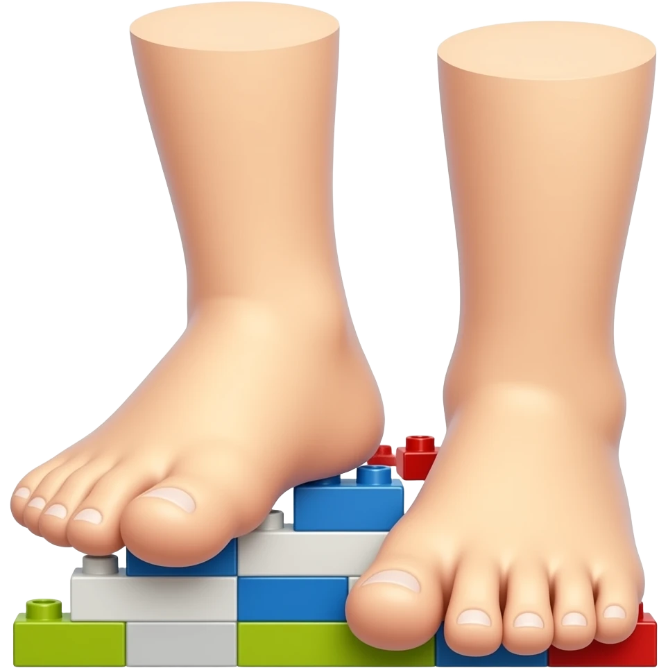 stepping on LEGO bricks bare feet emoji