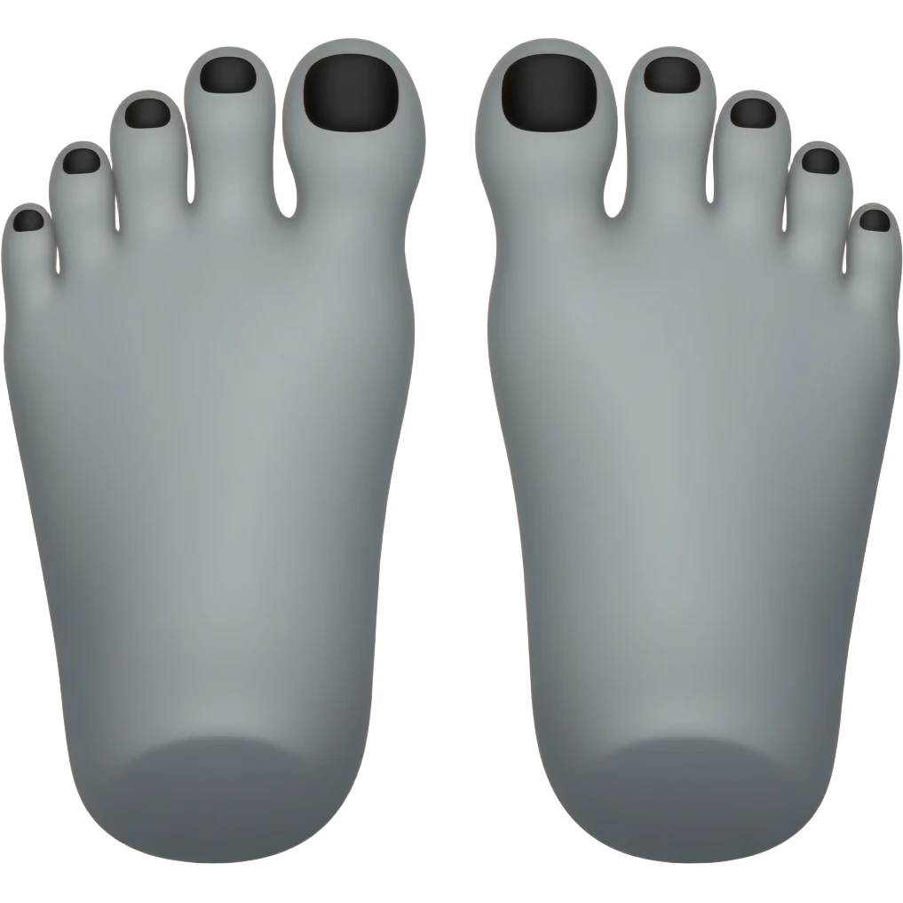 Gray feet with black toenails emoji