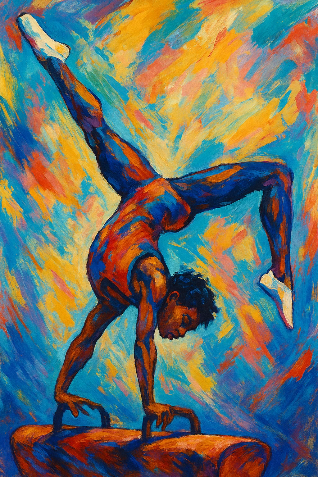illustration of a person doing gymnastics, style 4, diverse artistic style emoji