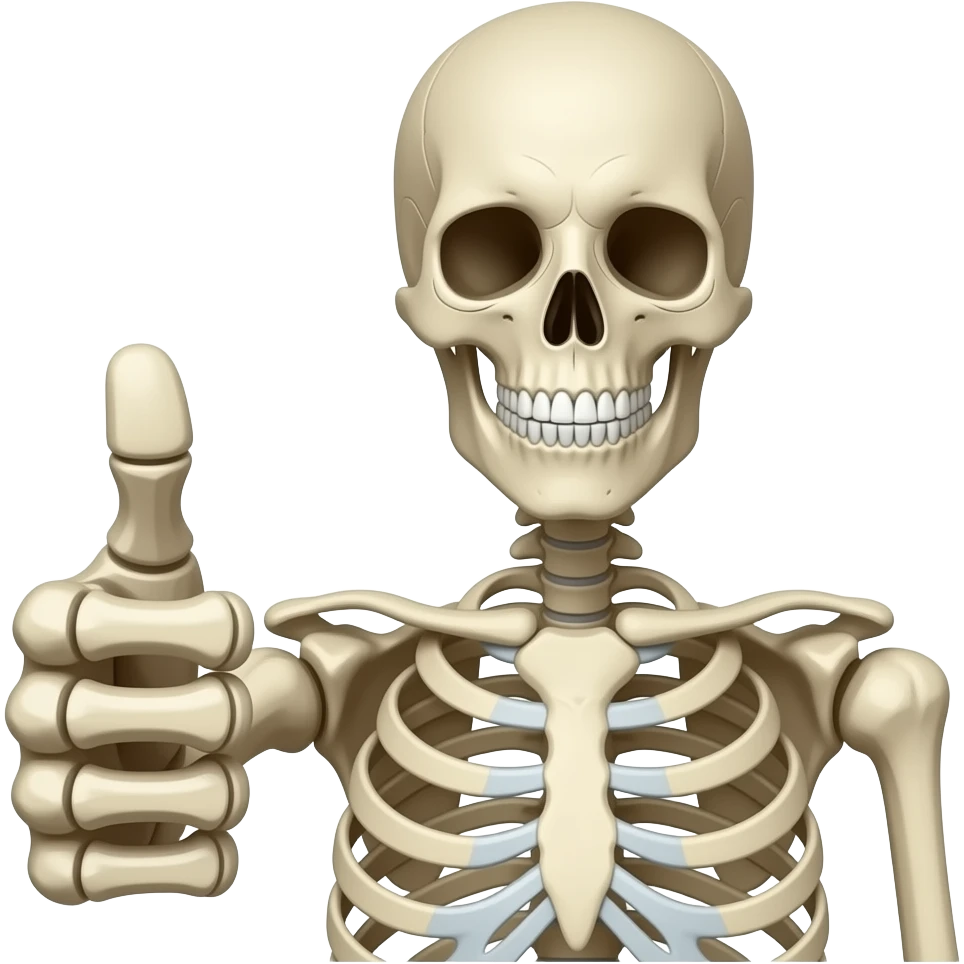 Skeleton giving a thumbs up emoji