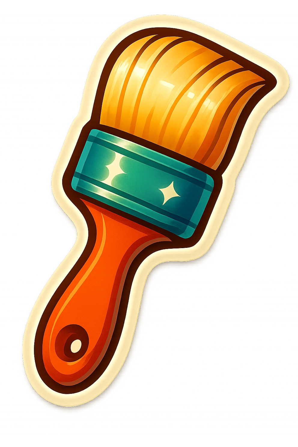 A paint brush sticker with a vintage design and bright colors emoji