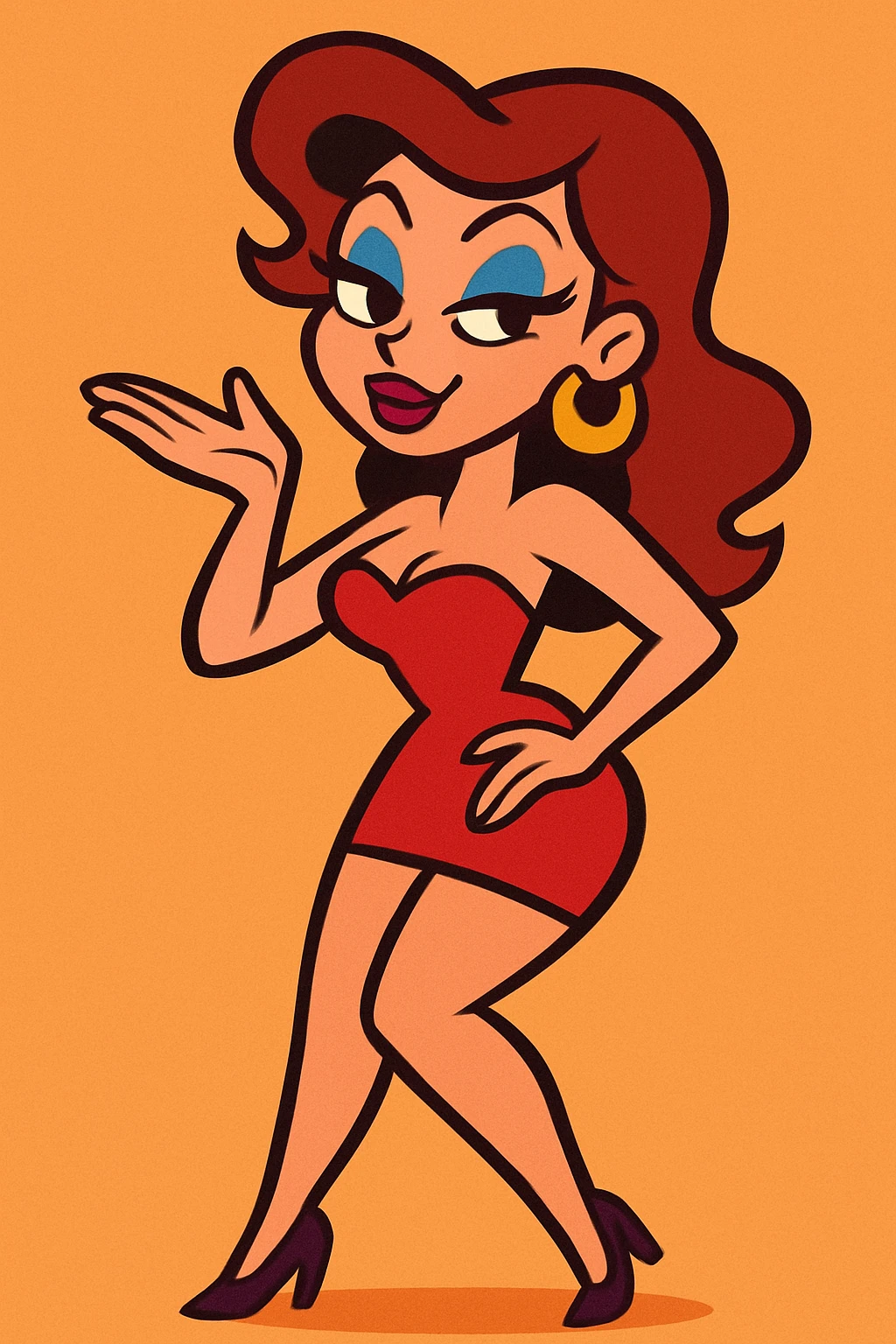 sexy woman, vibrant cartoon style, flirty attitude, simple background emoji