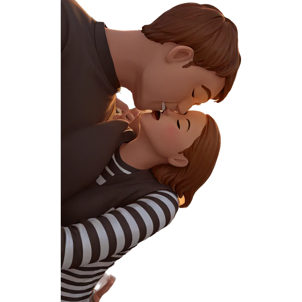 couple kissing at sunset emoji