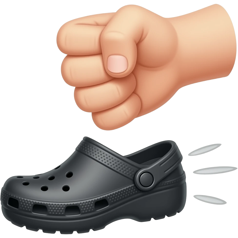 emoji fist holding a croc shoe as if to throw it emoji