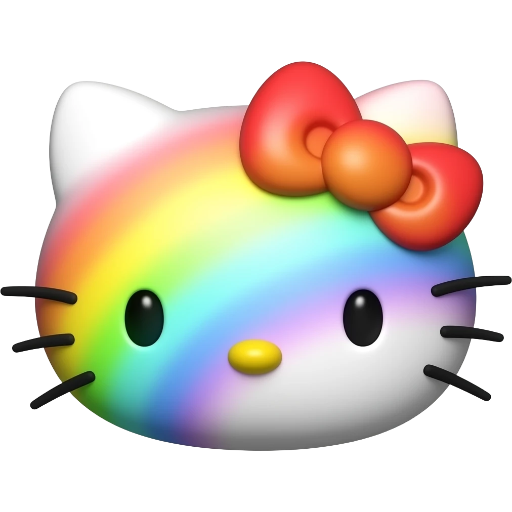 hello kitty face 3d raimbow shadow emoji