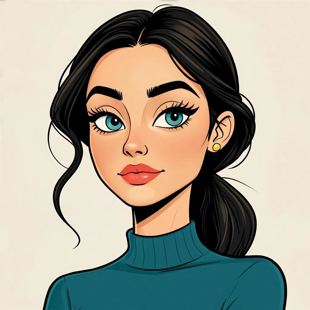 a womanwith very thin eyebrows (cartoon colourful style) emoji