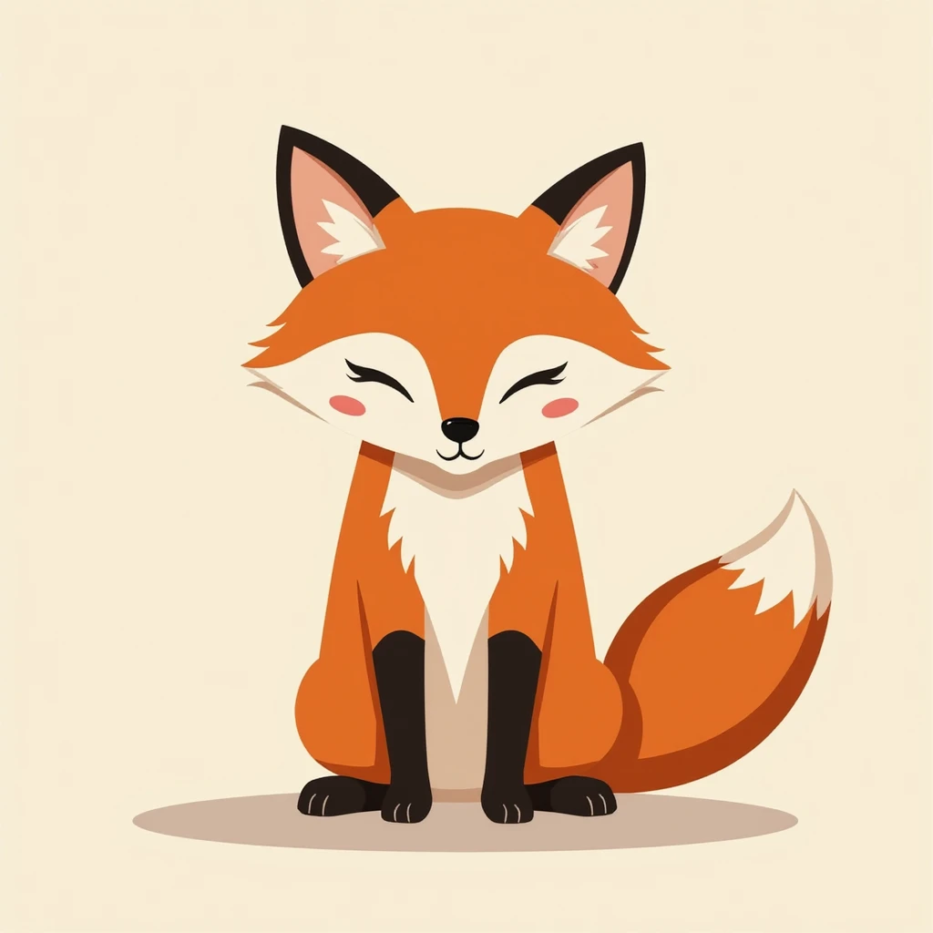 Flat design style fox emoji