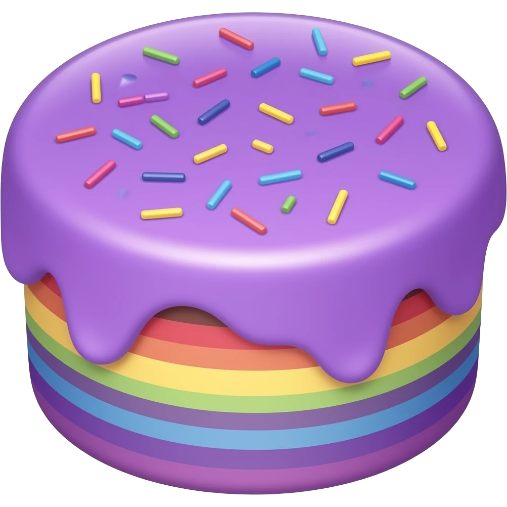 purple cake with  rainbow sprinkles emoji
