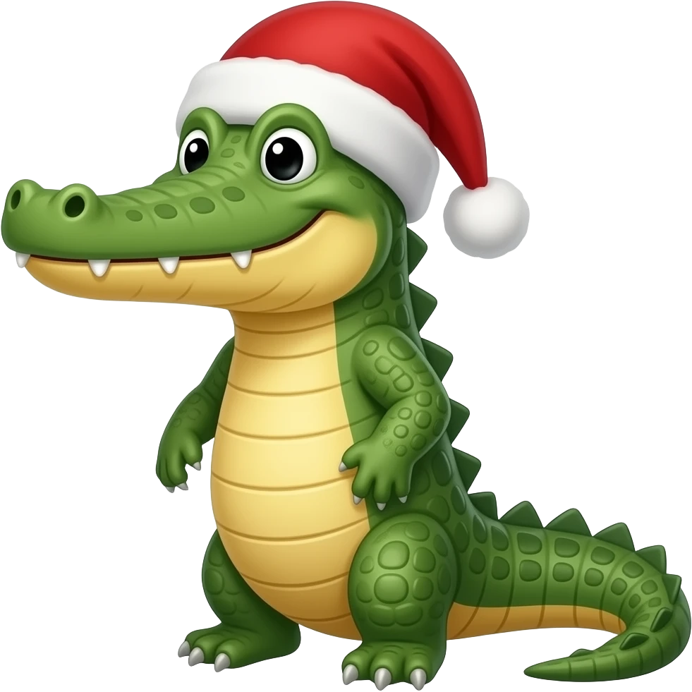 Alligator with a Santa hat emoji