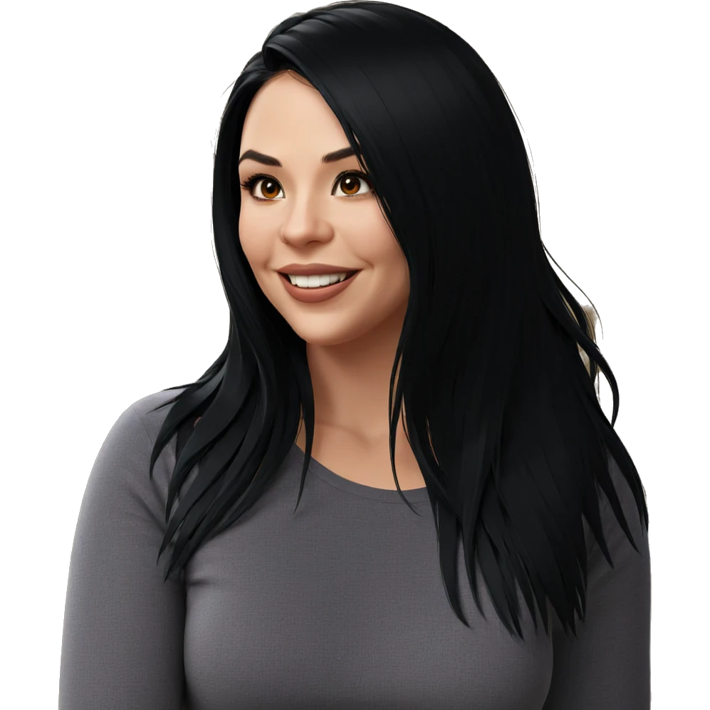 smiling girl with long black hair emoji