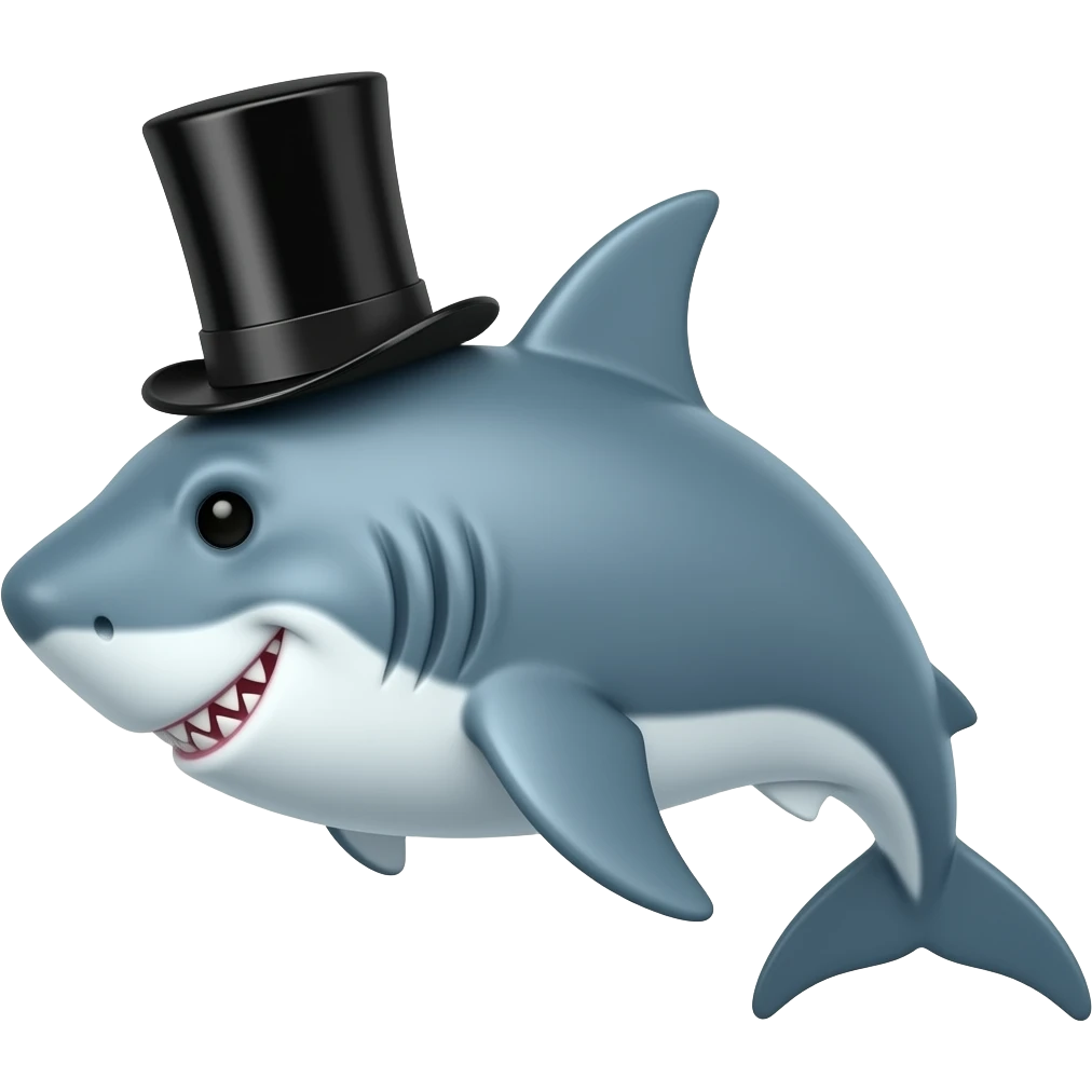 Shark with a top hat emoji