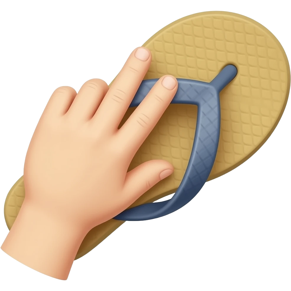 One hand gripping onto a jandal emoji