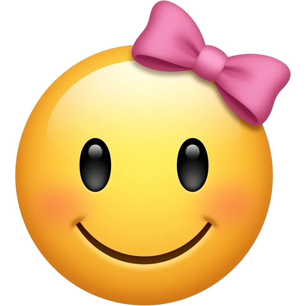 Cara sonriente con un lazo rosa en la cabeza emoji