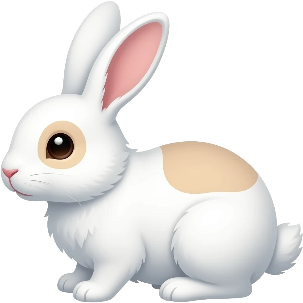 Un conejo blanco con una mancha de color cabe claro en el ojo derecho emoji