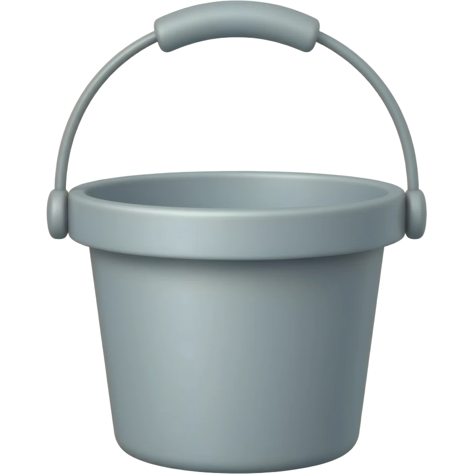 a grey bucket with light grey handle arch thats down emoji