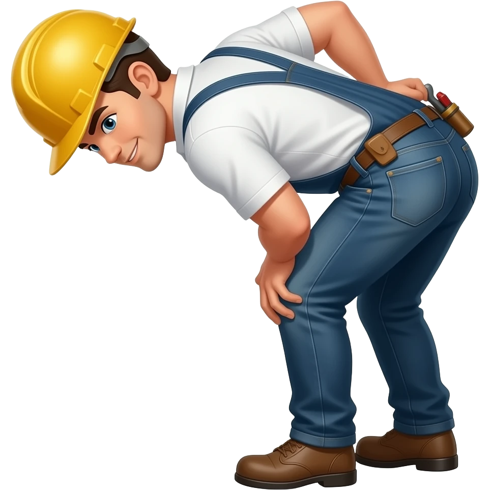 Sexy construction worker bent over grabbing his ass emoji
