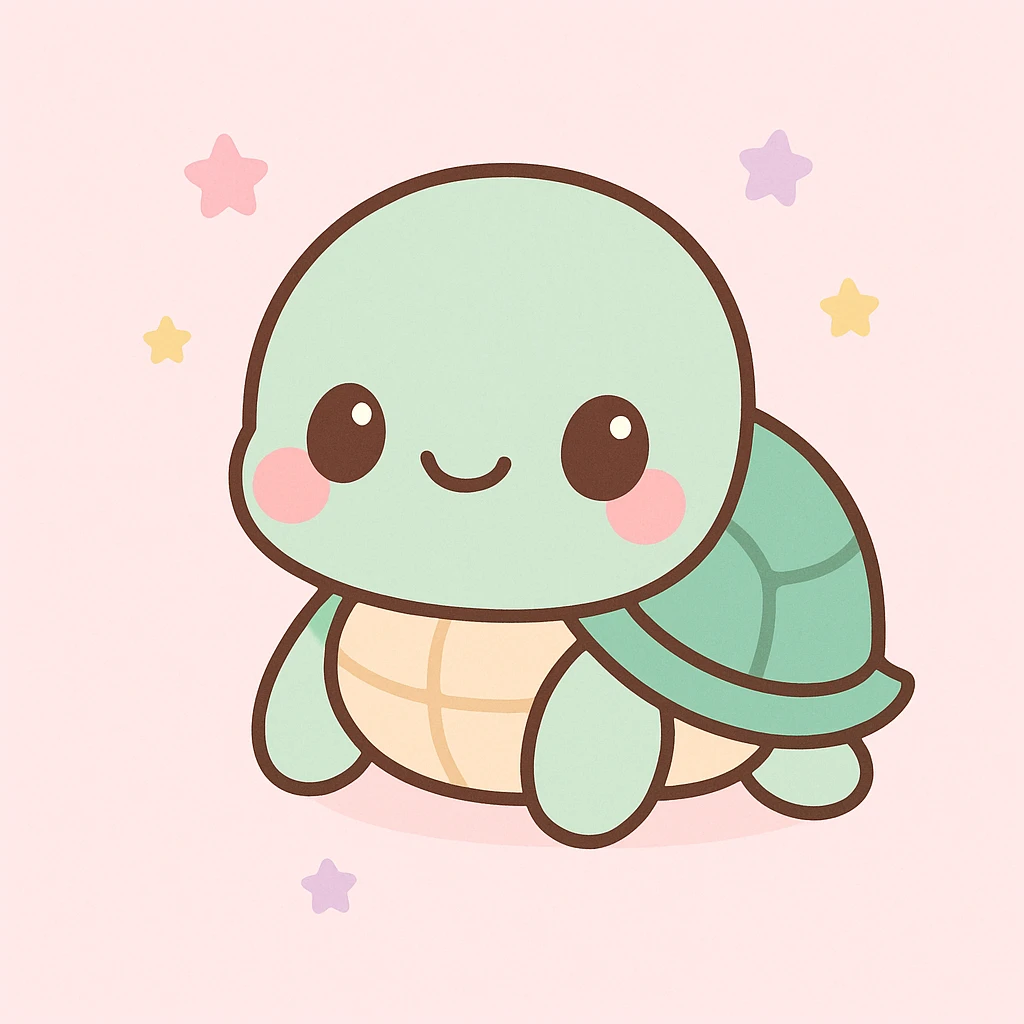 blind turtle, cute kawaii style, creative and unique visual approach emoji