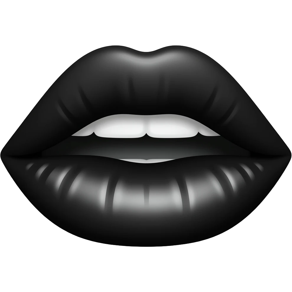 black kiss lips print emoji
