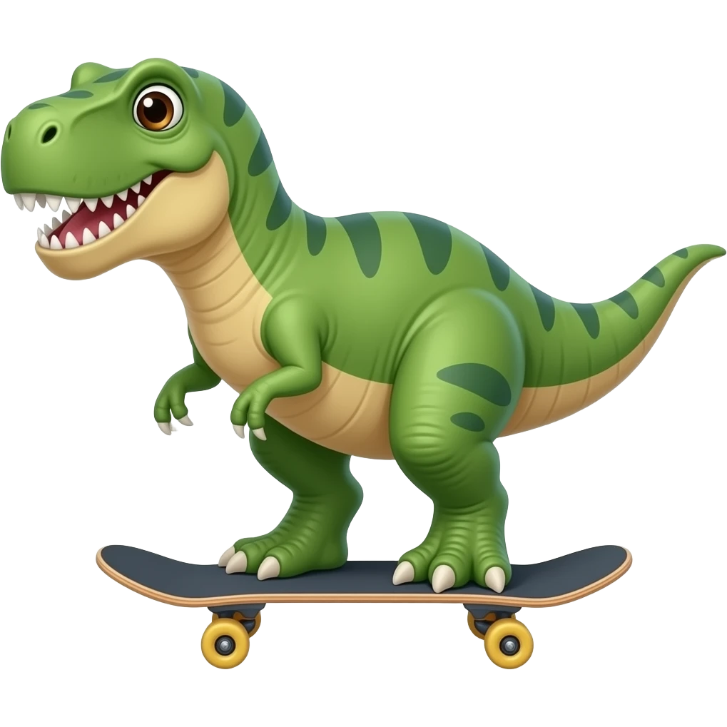 Dinosaur on a skateboard emoji