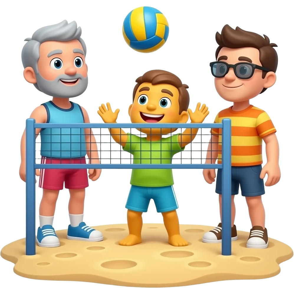 geometry dash character playing beach volley together emoji