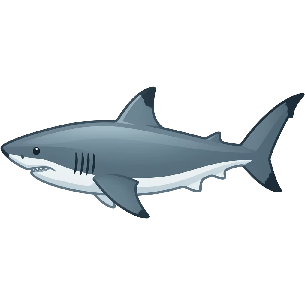 A template of a shark with no body and just an outline on of the side of it emoji
