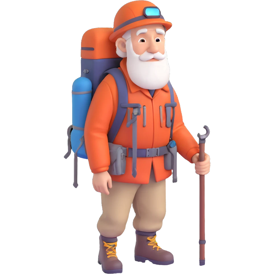 Mountaineering old man emoji emoji
