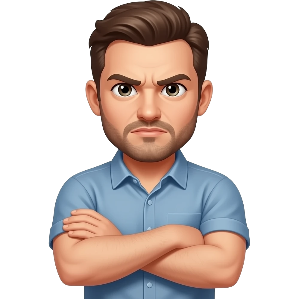 Exactly that but make his face just a tiny bit sassy or contemptuous and with his arms crossed like the original emoji