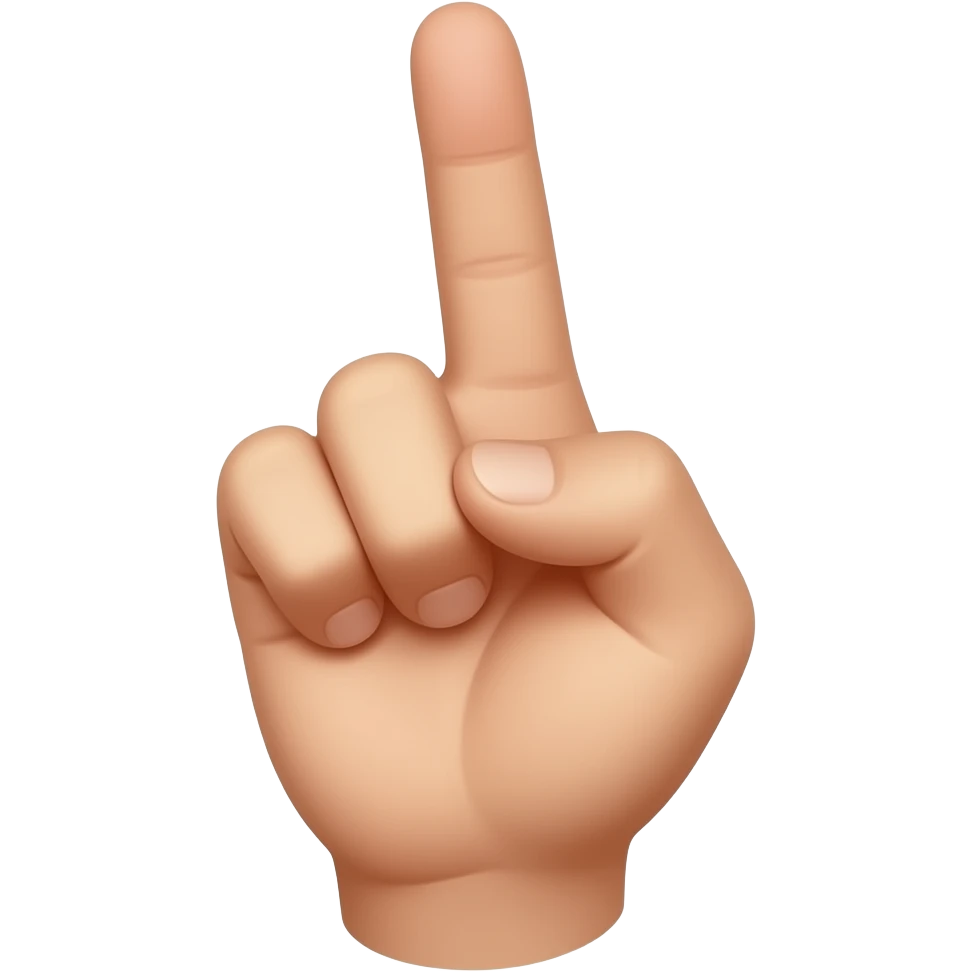 Hand met opgestoken middelvinger die maar half zo lang is emoji