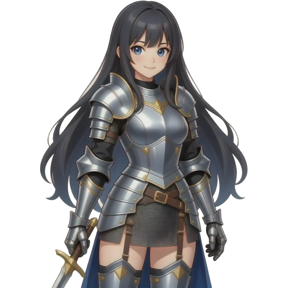 Anthro Dark Anime Knight Lady Woman In Sexy Dress Armor Dress And Skirt shiny eyes smirking emoji
