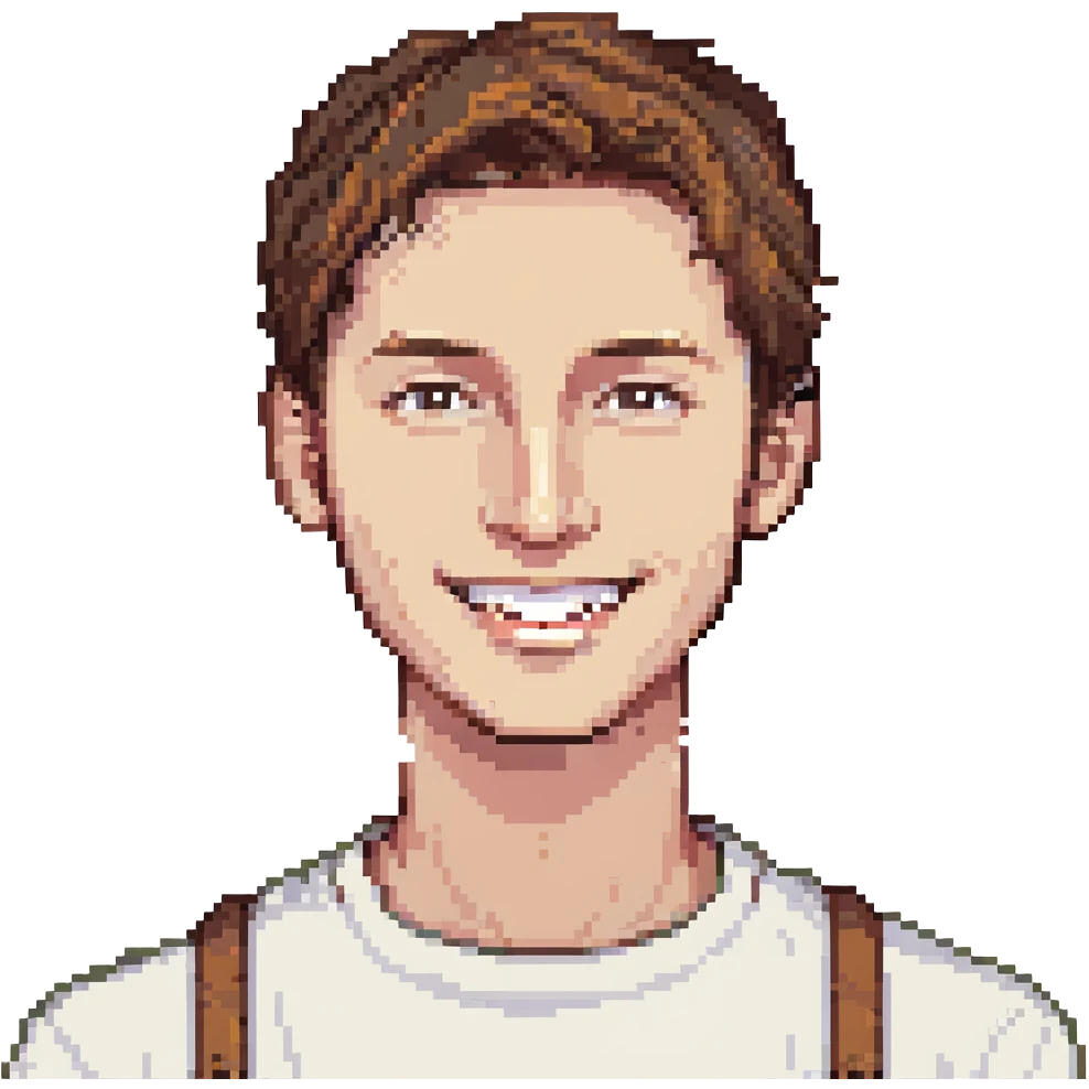 A man with short brown hair, with a smile emoji