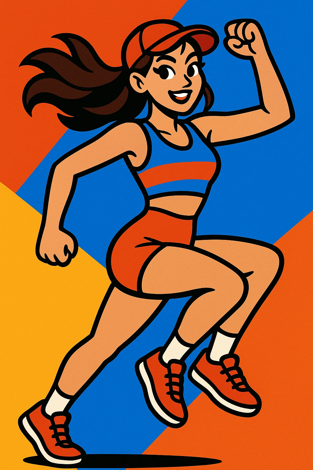hot girl, sporty, energetic pose, trendy outfit emoji
