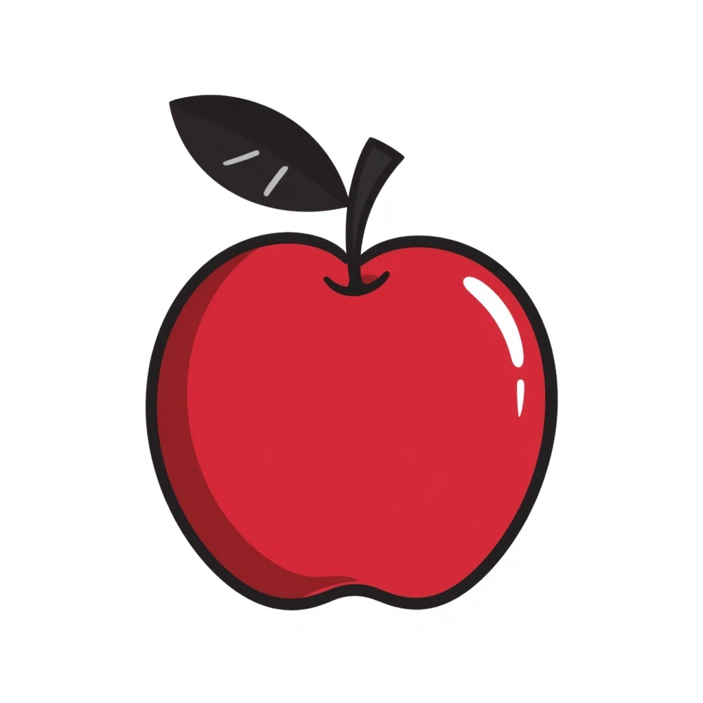 classic red apple emoji, hand-drawn doodle style emoji