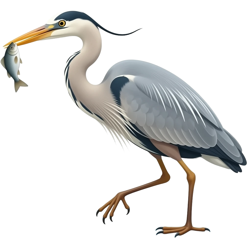 Grey Heron Hunting for Fish emoji
