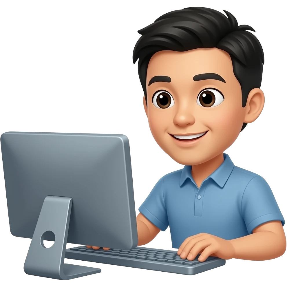 asian using computer emoji