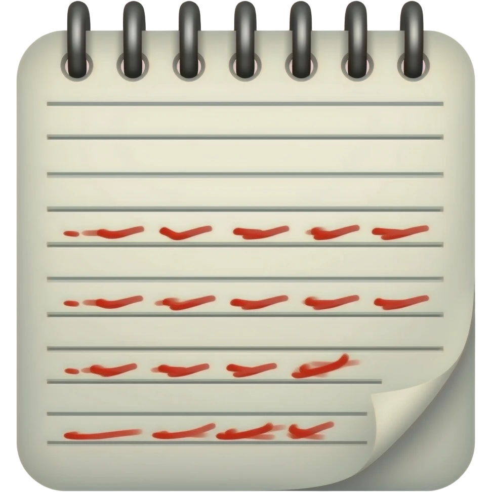 Emoji de un cuaderno que tenga varias líneas subrayadas en rojo emoji