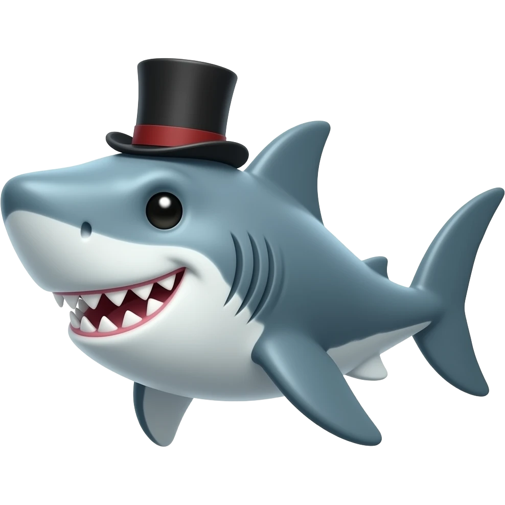 Shark with a top hat emoji