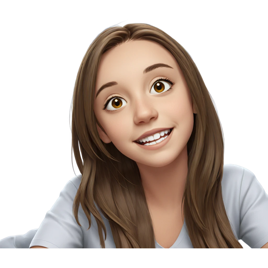smiling girl with long brown hair emoji