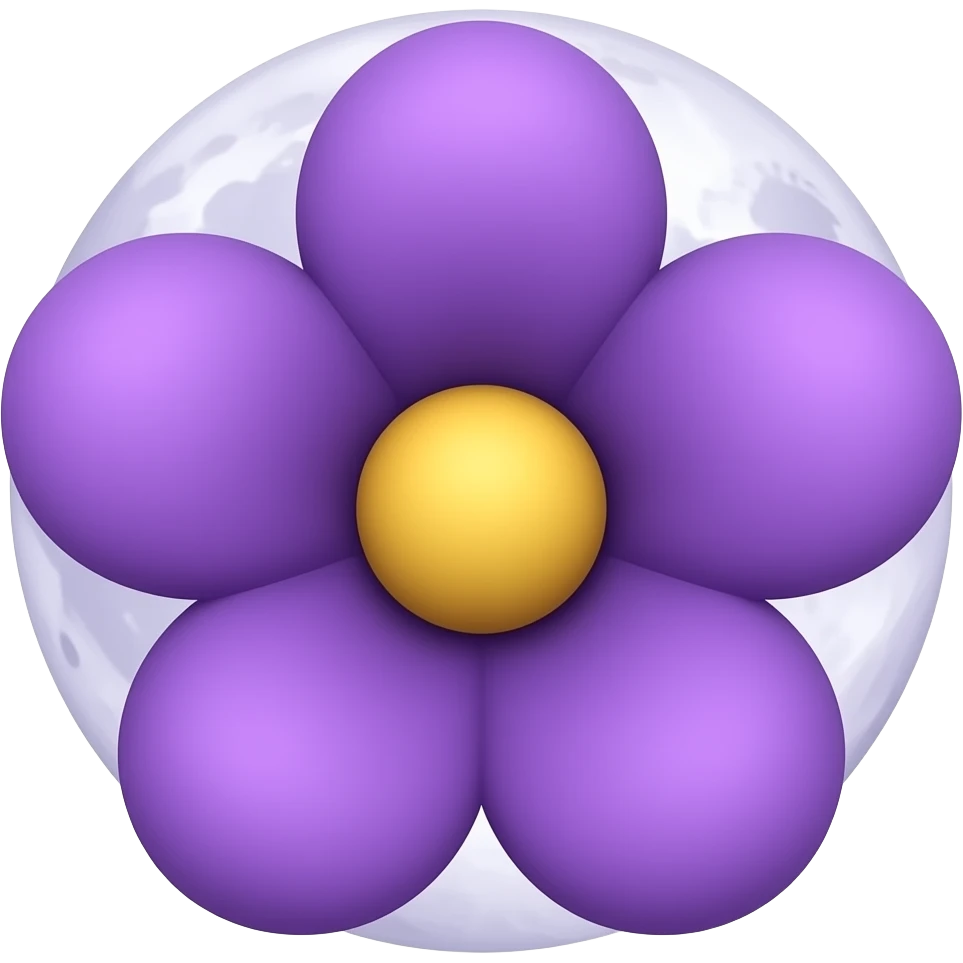 dark purple flower with a purple moon emoji
