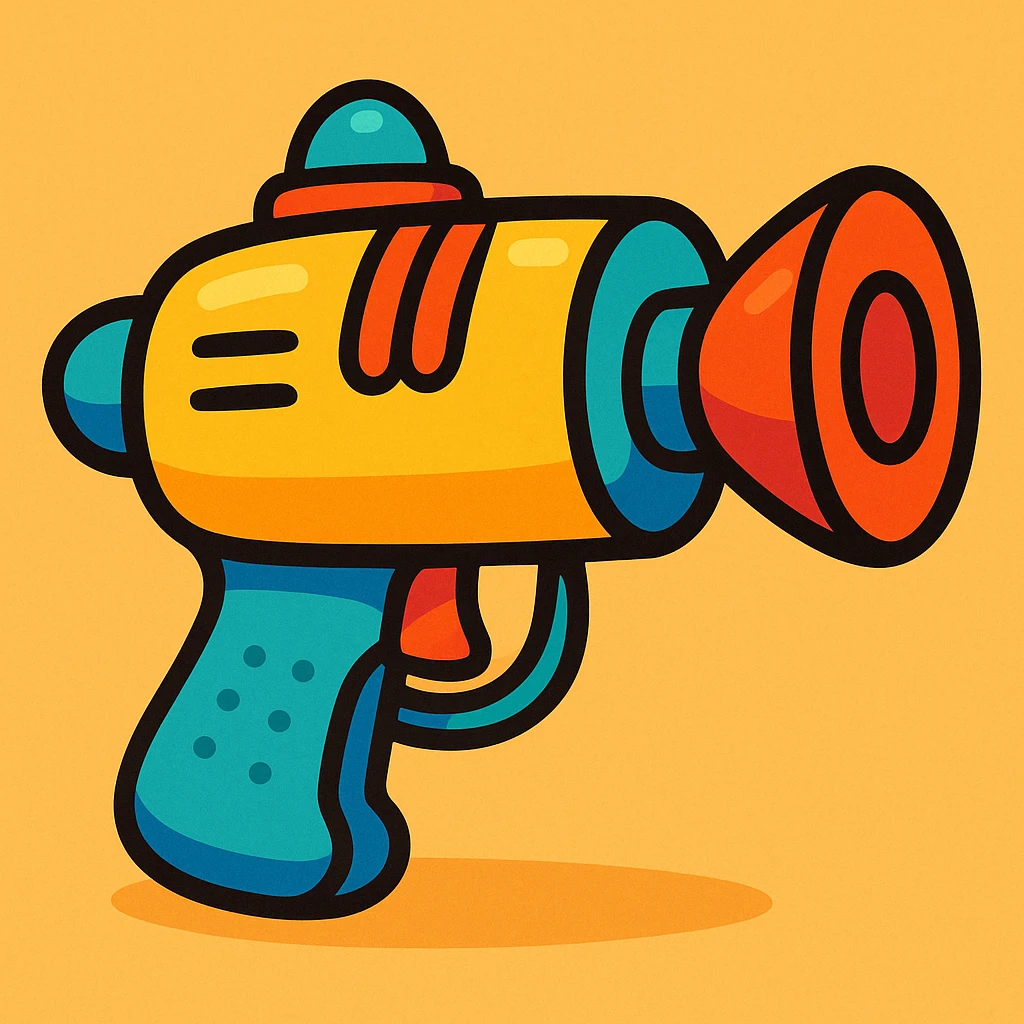 playful cartoon style gun, vibrant toon style emoji