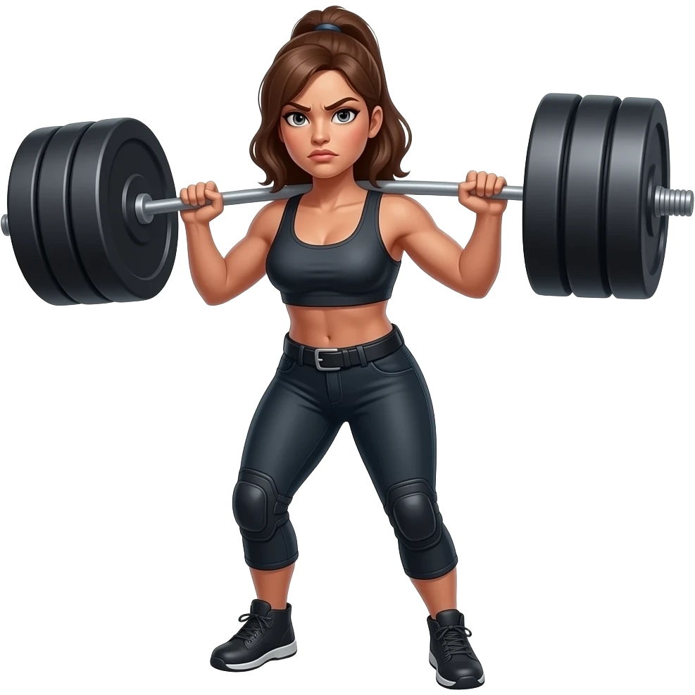 Жесткая хмурая сильная женщина на плечах груз emoji