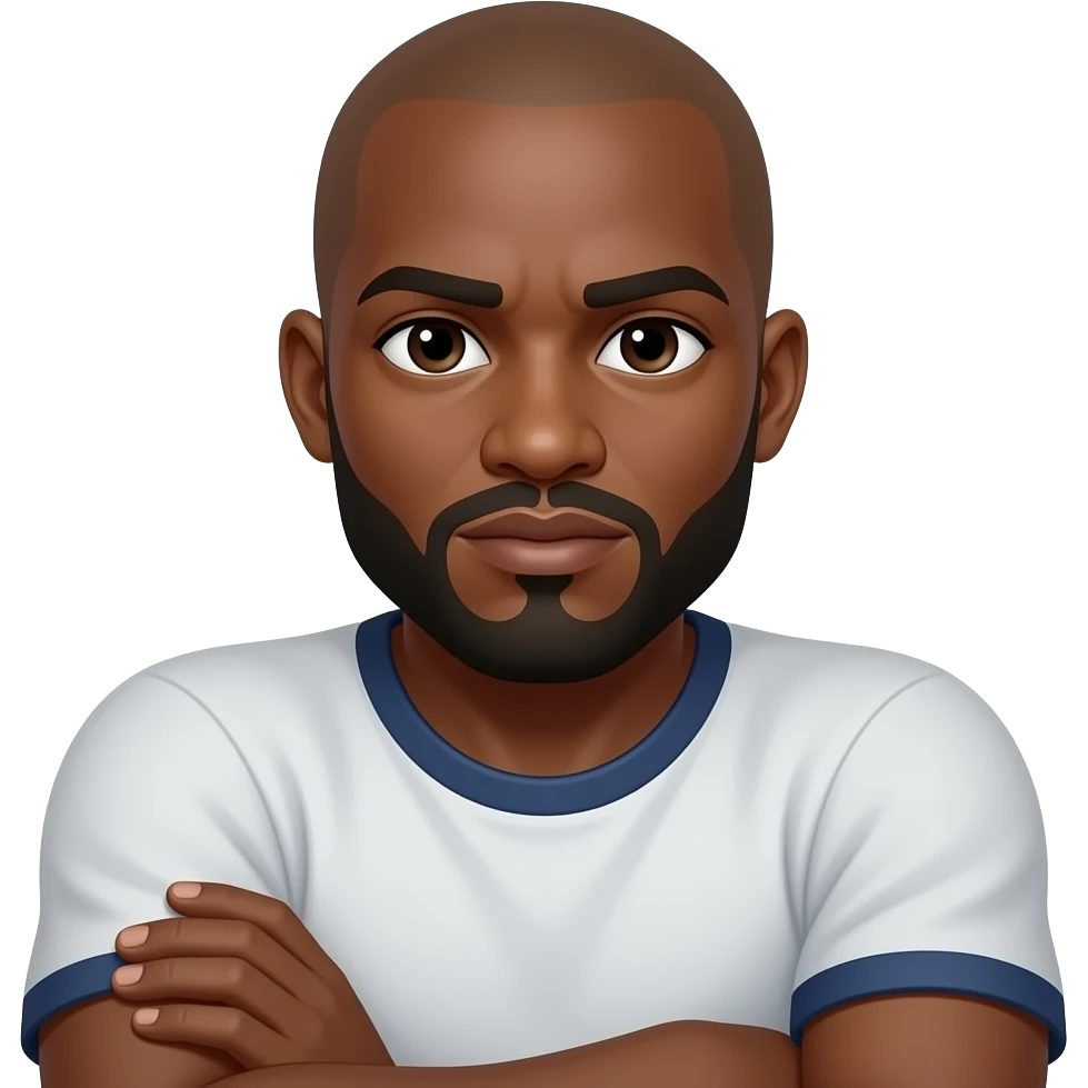 Shrugging bald mustache goatee black man emoji