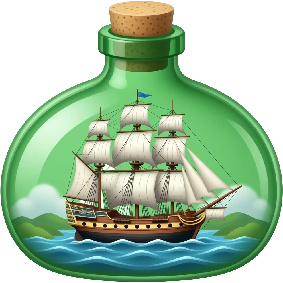 ship inside green bottle emoji