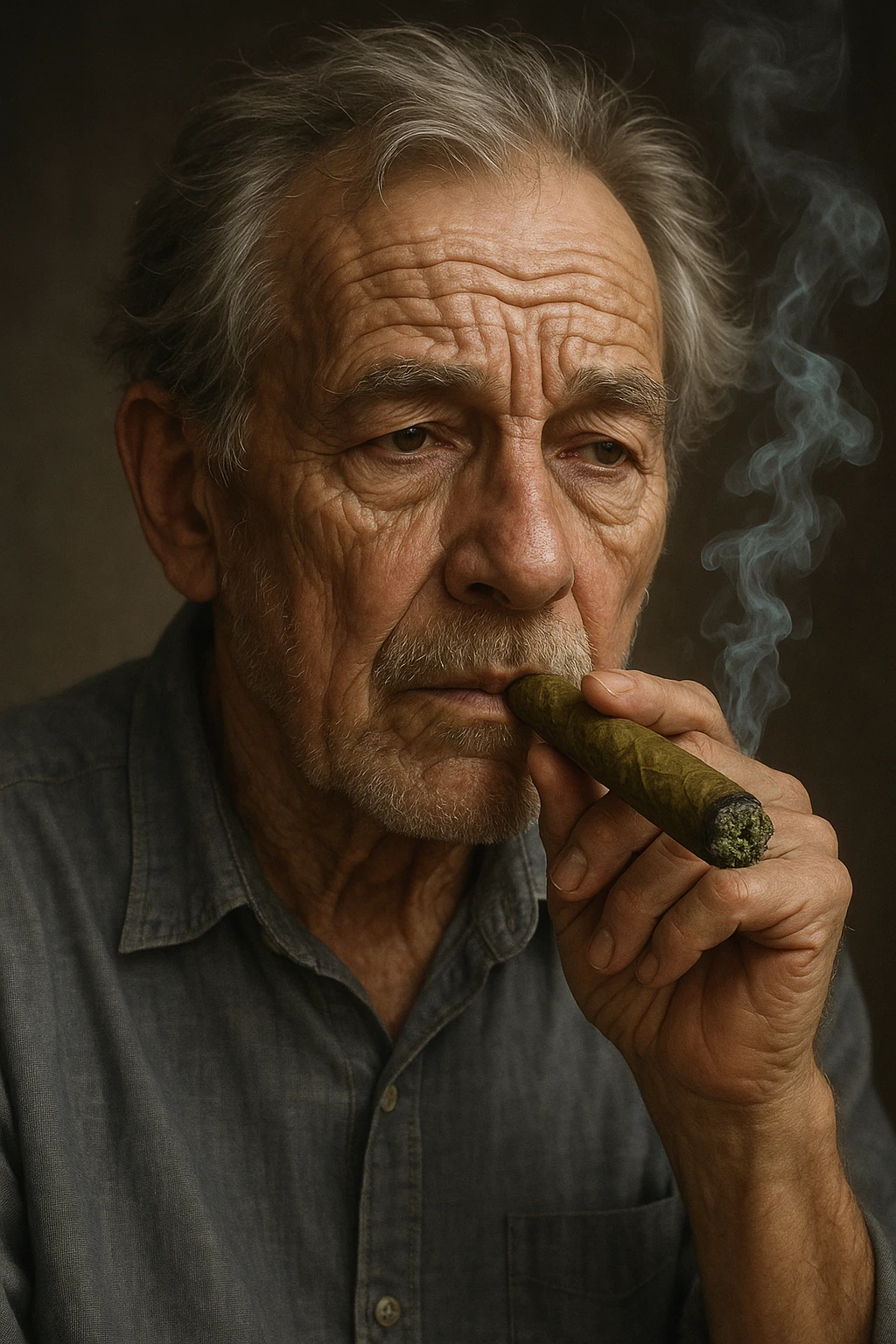 an old man smoking a weed cigar, style 1 emoji
