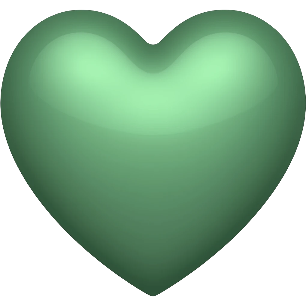 Dark green heart sage green darker emoji
