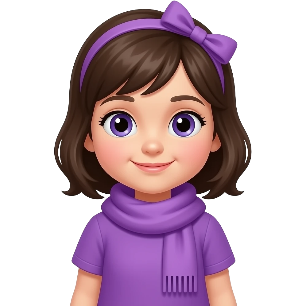 Small cute girl In purple dress with purple scarf emoji