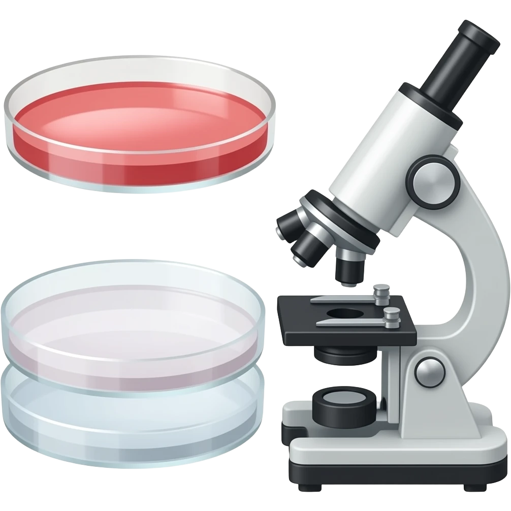 experiment with petri dish and microscope emoji