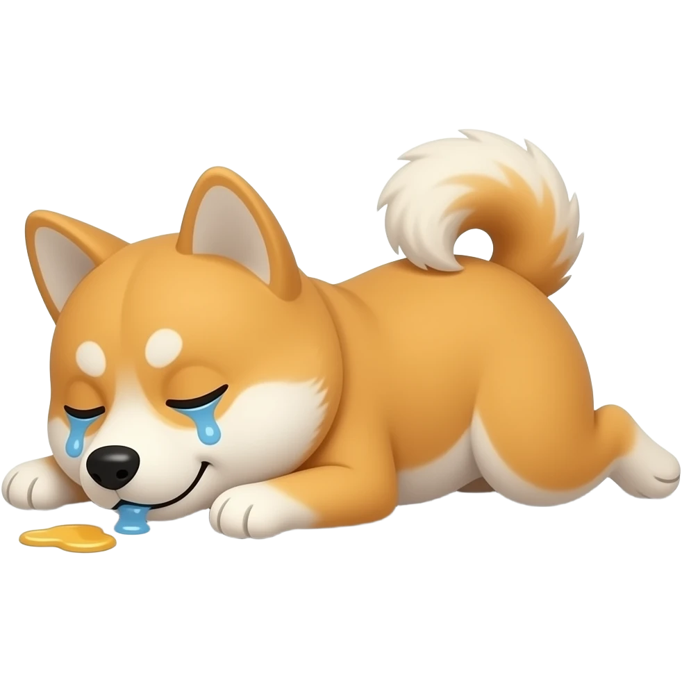 Hachiko dog in chibi cute animation drunk on the floor emoji