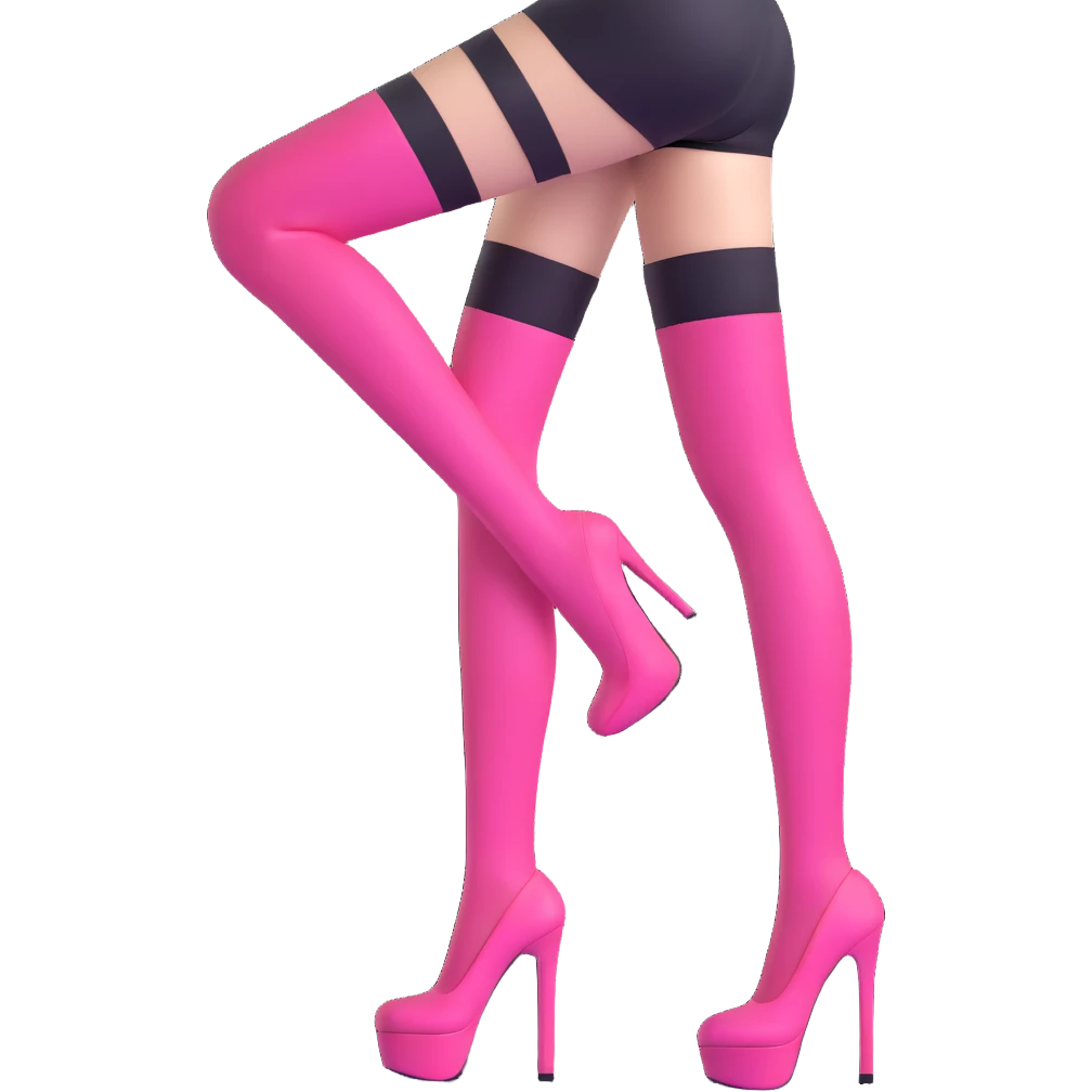 pink platform heel with a leg in stockings emoji