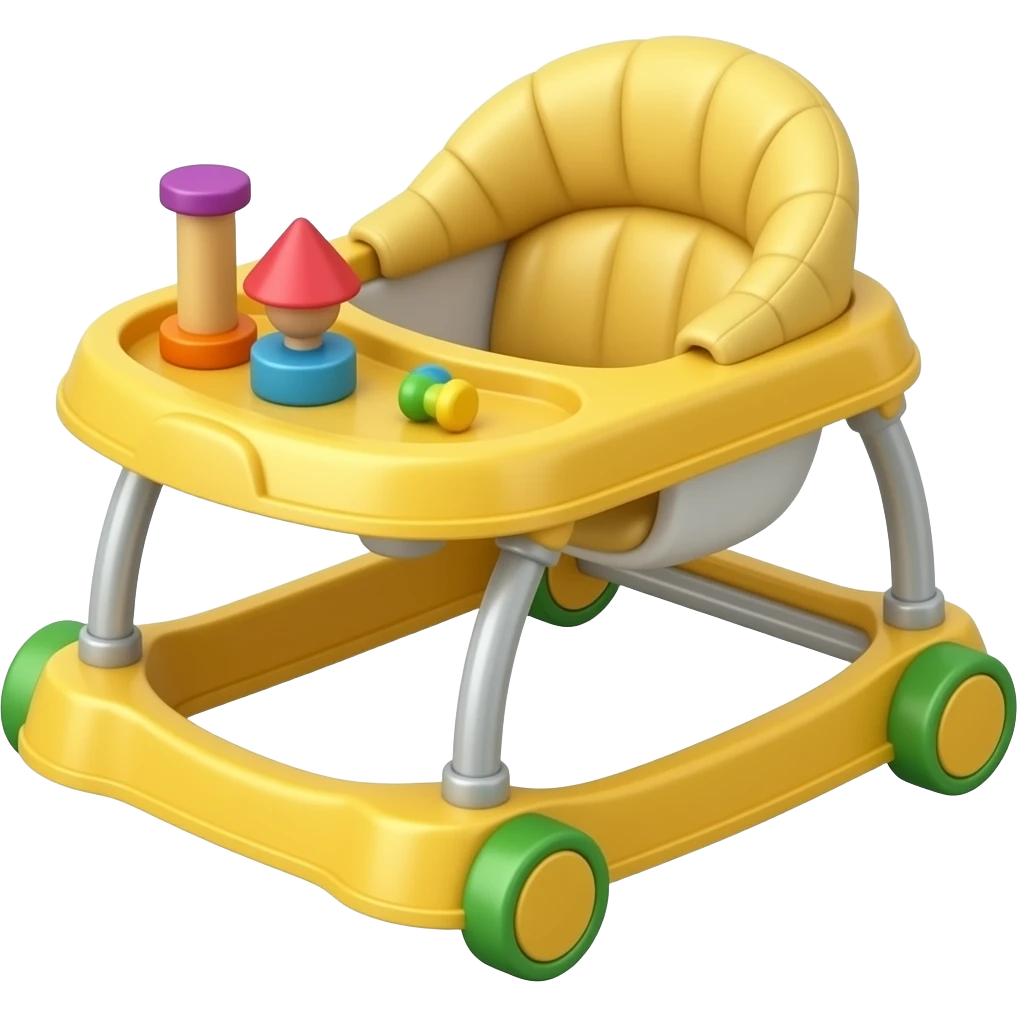 yellow baby walker with toys on it emoji